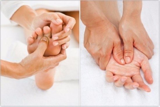 reflexologie plantaire avec relaxation des mains et des pieds
