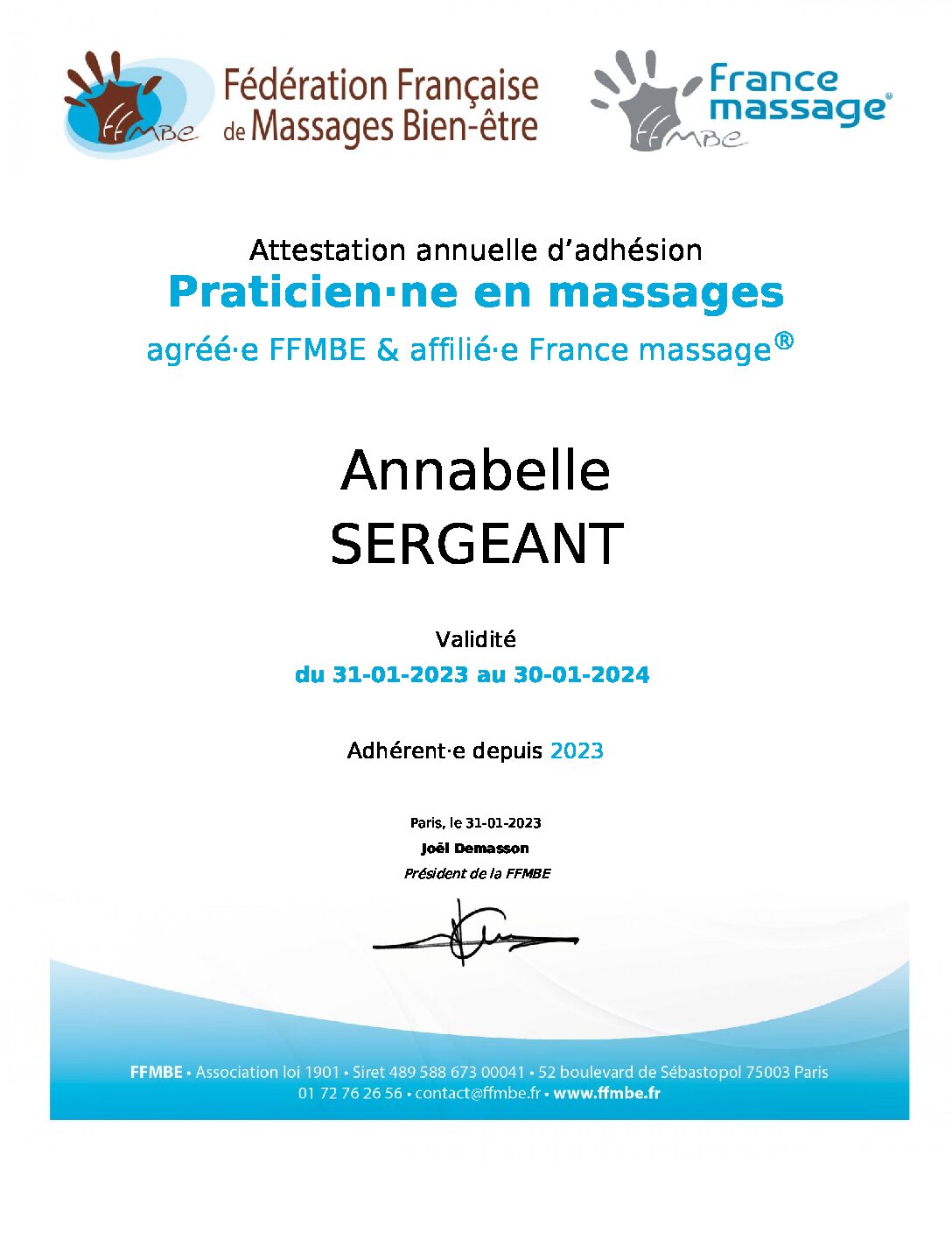 Attestation d’adhésion praticien 310123-300124